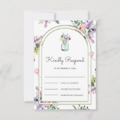 Wildflower Mason Jar Arch Wedding RSVP Kaartje (Voorkant)
