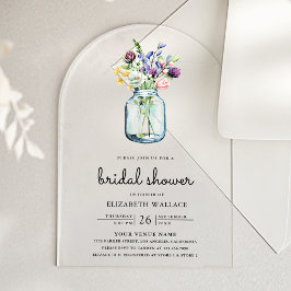 Wildflower Mason Jar Bridal Shower Acryl Uitnodigingen