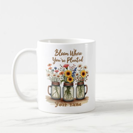 Wildflower Mason Jar Coffee Mok (Links)