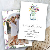 Wildflower Mason Jar foto bruiloft Save The Date