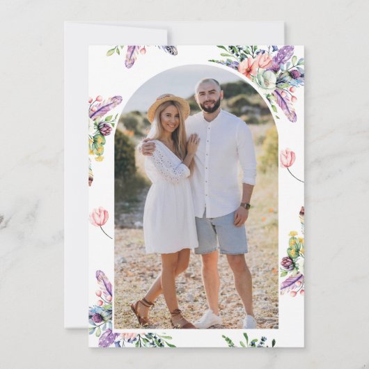 Wildflower Mason Jar foto bruiloft Save The Date (Achterkant)