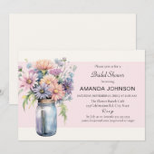 Wildflower Mason Jar Rustiek Vrijgezellenfeest Kaart (Voorkant / Achterkant)