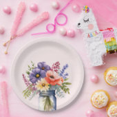 Wildflower Mason Jar Vrijgezellenfeest Papier Bord (Feest)