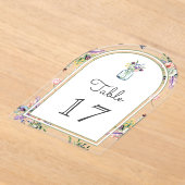 Wildflower Mason Jar Wedding Acrylic Table Number Acryl Uitnodigingen (Laagn)