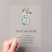 Wildflower Mason Jar Wedding Save the Date Acryl Uitnodigingen (Insitu (Draagbaar))