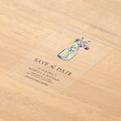 Wildflower Mason Jar Wedding Save the Date Acryl Uitnodigingen (Laagn)