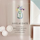 Wildflower Mason Jar Wedding Save the Date Acryl Uitnodigingen