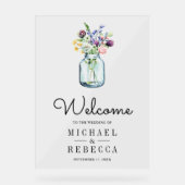 Wildflower Mason Jar Wedding Welcome Acryl Bord (Voorkant)