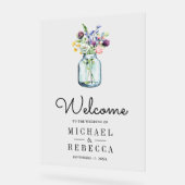 Wildflower Mason Jar Wedding Welcome Acryl Bord (Hoek)