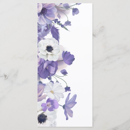 Wildflower Mauve Paarse bruiloft Menu (Achterkant)