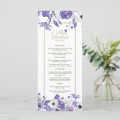 Wildflower Mauve Paarse bruiloft Menu (Staand voorkant)