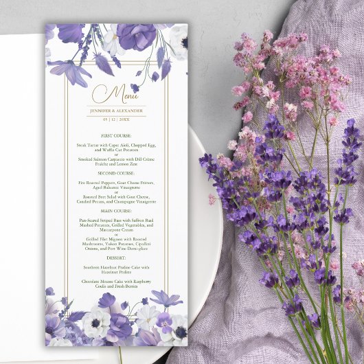 Wildflower Mauve Paarse bruiloft Menu