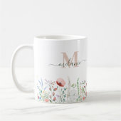 Wildflower Meadow Aangepaste Naam Monogram Koffiemok (Links)