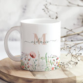 Wildflower Meadow Aangepaste Naam Monogram Koffiemok