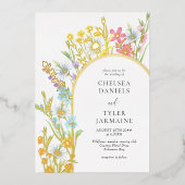 Wildflower Meadow Arch Elegant Bloemen Bruiloft Go Folie Uitnodiging (Voorkant)