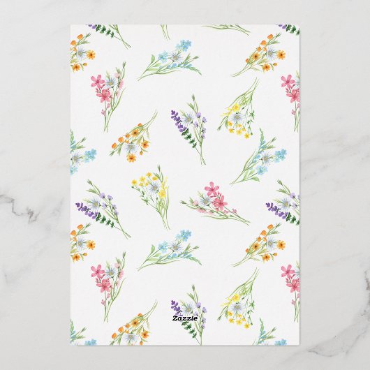 Wildflower Meadow Arch Elegant Bloemen Bruiloft Go Folie Uitnodiging (Achterkant)