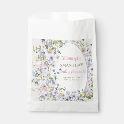 Wildflower Meadow Arch Elegant boho Floral Baby Bedankzakje (Voorkant)