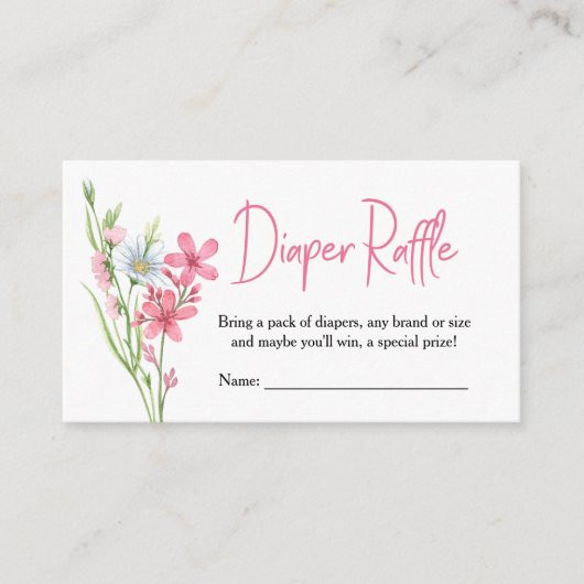 Wildflower Meadow Baby shower Luier Raffle Informatiekaartje (Voorkant)