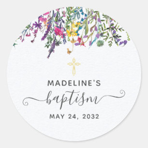 Wildflower Meadow Baptisme Ronde Sticker