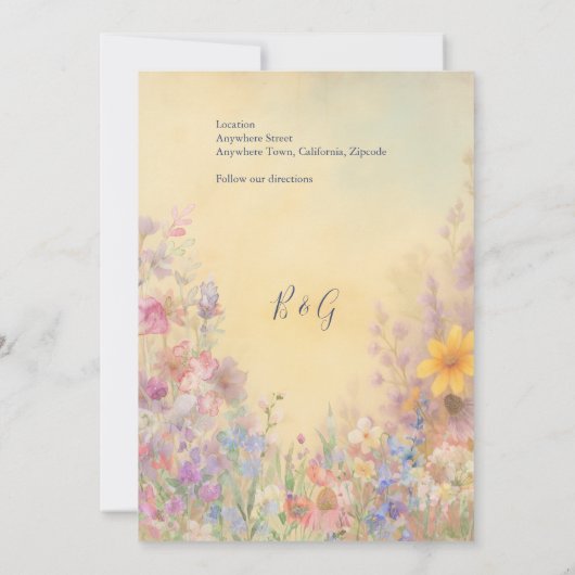 Wildflower Meadow Barn Wedding veilig de datum Kaart (Achterkant)