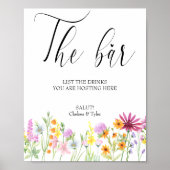 Wildflower Meadow Bloemen Bruiloft Bar Teken Poster (Voorkant)