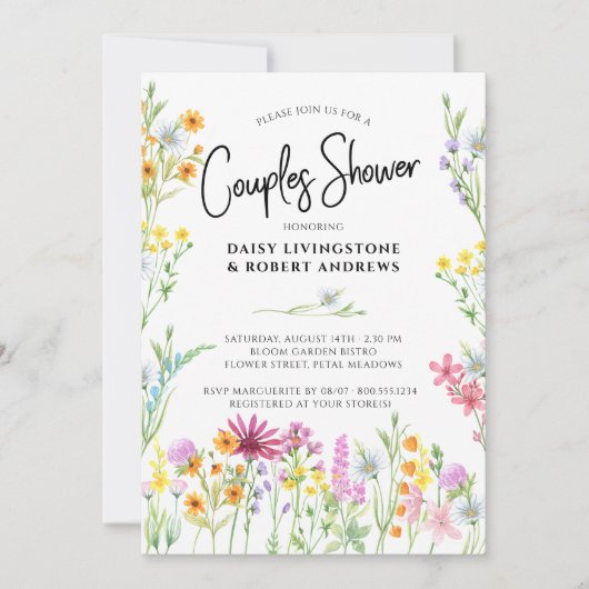 Wildflower Meadow Bloemen Couples Douche Kaart (Voorkant)