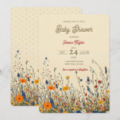 Wildflower Meadow Boho Baby shower Kaart (Voorkant / Achterkant)