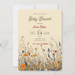 Wildflower Meadow Boho Baby shower Kaart