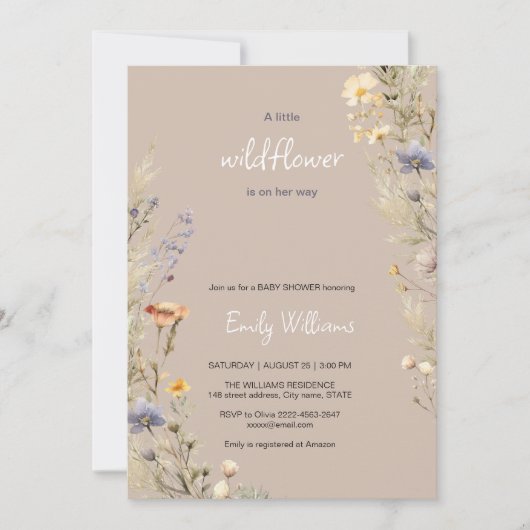 Wildflower Meadow Boho baby shower uitnodiging (Voorkant)