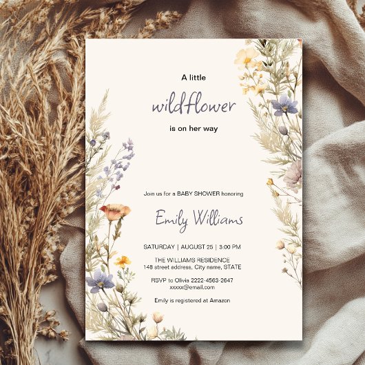 Wildflower Meadow Boho baby shower uitnodiging