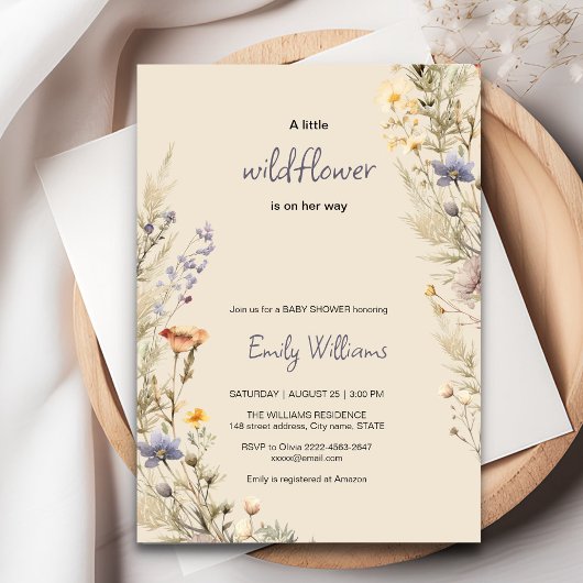 Wildflower Meadow Boho baby shower uitnodiging