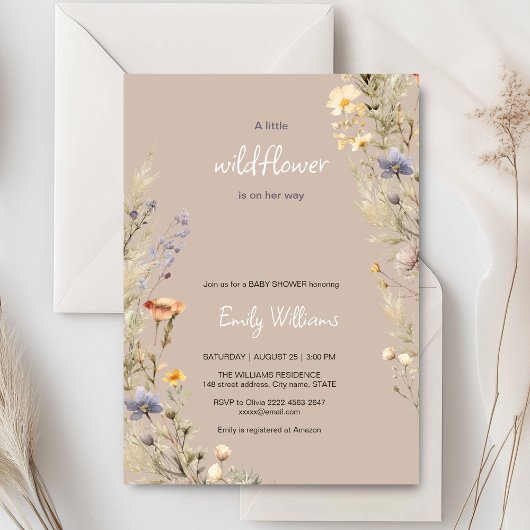 Wildflower Meadow Boho baby shower uitnodiging