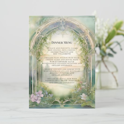 Wildflower Meadow Bos Elegant Bruiloft Menu Kaart (Staand voorkant)