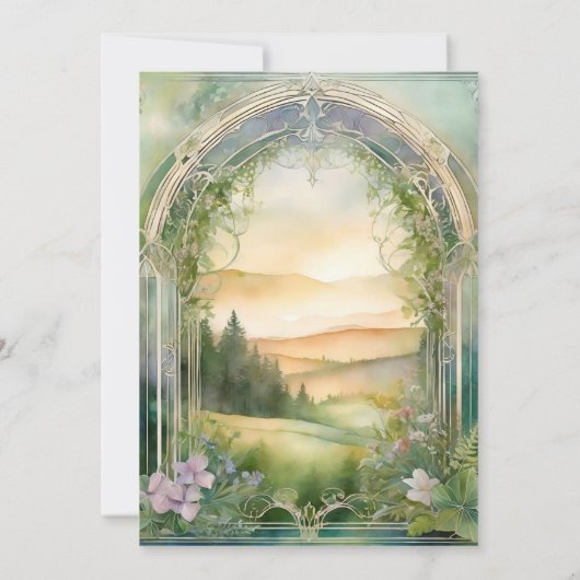 Wildflower Meadow Bos Elegant Bruiloft Menu Kaart (Achterkant)