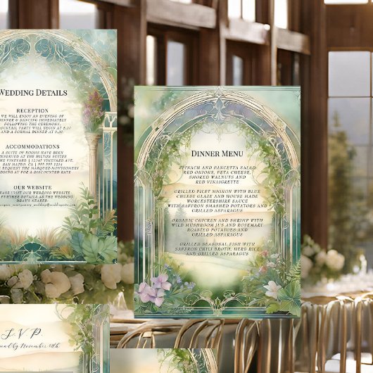 Wildflower Meadow Bos Elegant Bruiloft Menu Kaart