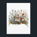 Wildflower meadow botanical garden flowers briefkaart<br><div class="desc">Natural wildflower meadow with delicate botanical blossoms. A colorful mix of poppies,  daisies and garden flowers creates a lively spring nature scene inspired by blooming fields.</div>
