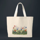 Wildflower meadow botanical garden flowers grote tote bag<br><div class="desc">Natural wildflower meadow with delicate botanical blossoms. A colorful mix of meadow flowers and daisies creates a lively spring nature scene inspired by blooming fields.</div>