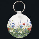 Wildflower meadow botanical garden flowers sleutelhanger<br><div class="desc">Natural wildflower meadow with delicate botanical blossoms. A colorful mix of meadow flowers and daisies creates a lively spring nature scene inspired by blooming fields.</div>