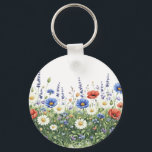 Wildflower meadow botanical garden flowers sleutelhanger<br><div class="desc">Natural wildflower meadow with delicate botanical blossoms. A colorful mix of meadow flowers and daisies creates a lively spring nature scene inspired by blooming fields.</div>