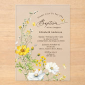 Wildflower Meadow Botanische Vlinders Doop Acryl Uitnodigingen (Voorkant)