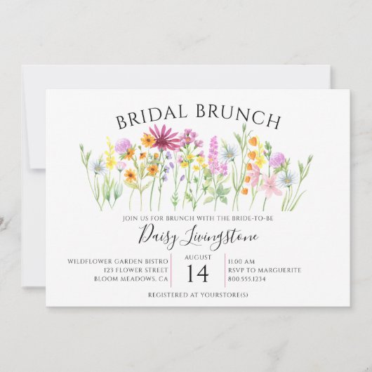 Wildflower Meadow Bridal Brunch Uitnodiging (Voorkant)