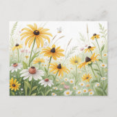 Wildflower Meadow Briefkaart – Geel & Wit (Voorkant)