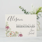 Wildflower Meadow Bruidsmeisje voorstel Kaart (Staand voorkant)