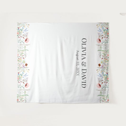 Wildflower Meadow Bruiloft Achtergrond Wandkleed (Voorkant (horizontaal))