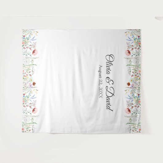 Wildflower Meadow Bruiloft Achtergrond Wandkleed (Voorkant (horizontaal))