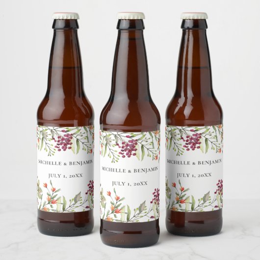 Wildflower Meadow Bruiloft Bier Etiket (Flessen)