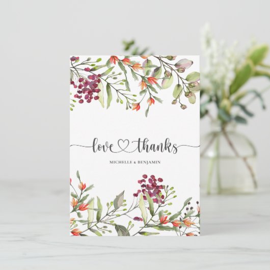 Wildflower Meadow Bruiloft Dank u kaart (Staand voorkant)