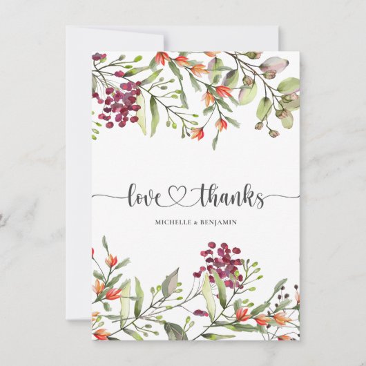Wildflower Meadow Bruiloft Dank u kaart (Voorkant)