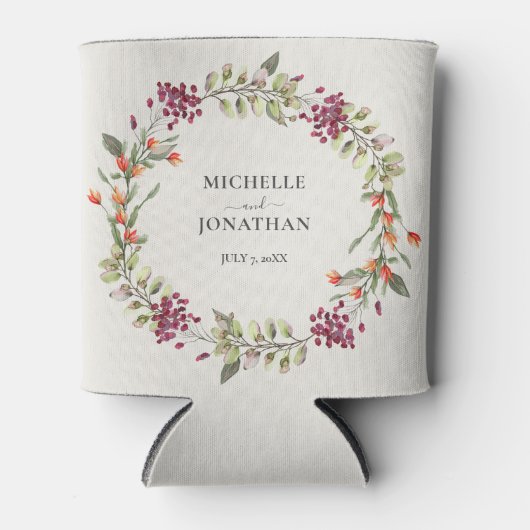 Wildflower Meadow Bruiloft Ecru Blikjeskoeler (Voorkant)