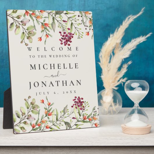 Wildflower Meadow Bruiloft Ecru Welkomstbord Fotoplaat (Zijkant)